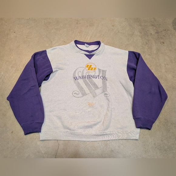 VTG 80s/90s UW Huskies Sweatshirt Men's XL Gray Purple University Of Washington - Picture 1 of 7